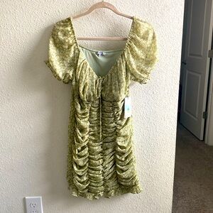 IRIS Juniors Floral Mini Scrunch Dress Green